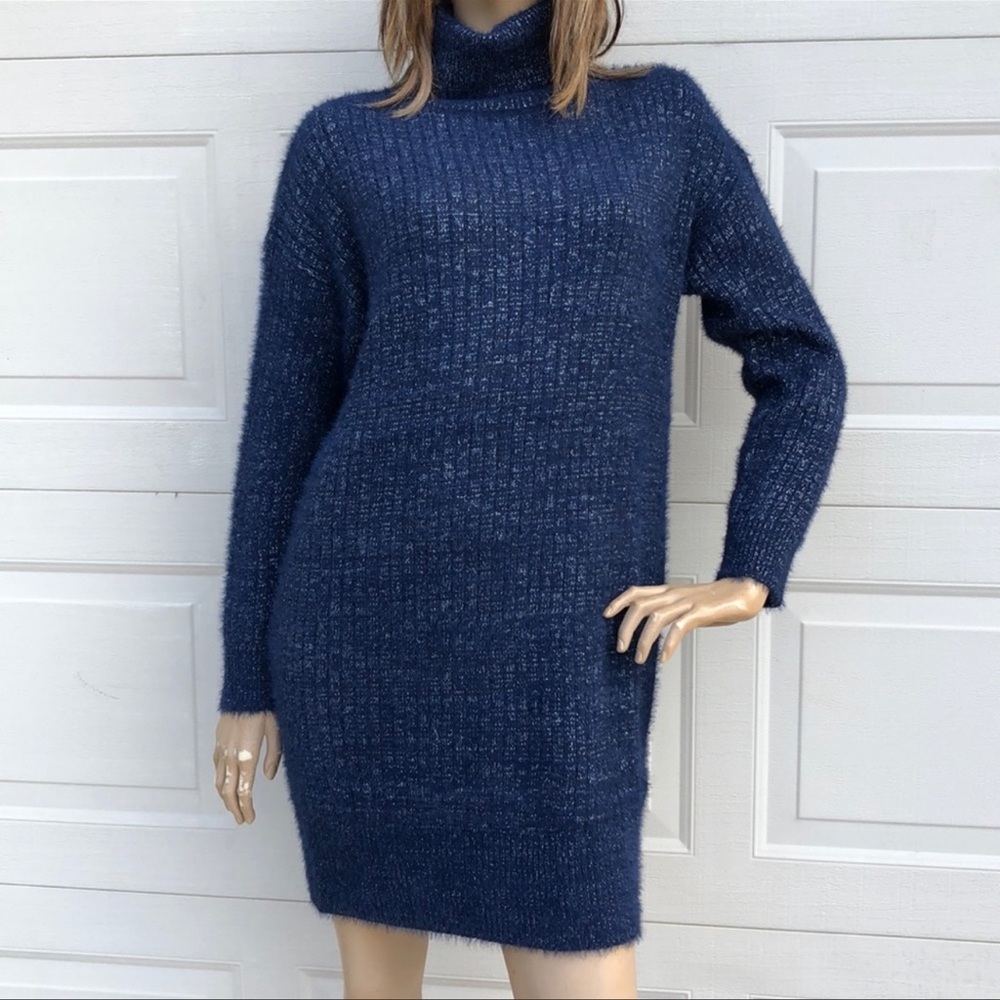 Cozy Navy & Silver Sweater Dress